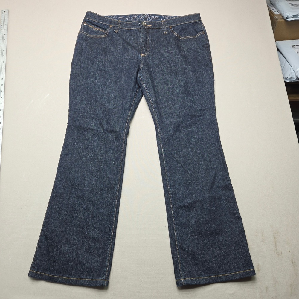 Wrangler Q-Baby Riding Jeans Bootcut Dark Wash Stretch Denim Women 33/15 x 30